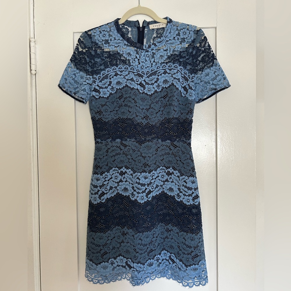 Sandro Blue Lace Mini Dress
